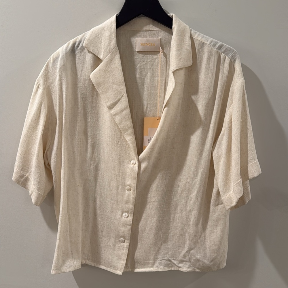 NEW SANCIA Cream Button Down Women's Shirt